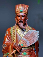 Tượng Ngài Khổng Minh Tiên Sinh gỗ tử đàn đỏ đẹp