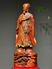 Tượng Ngài Khổng Minh Tiên Sinh gỗ tử đàn đỏ đẹp