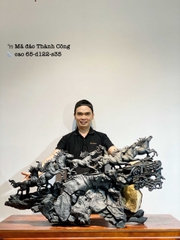 Tượng Mã Đáo Thành Công gỗ Mun Sừng Đẹp