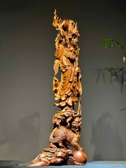 Tượng Ngài Đạt Ma Hàng Long Phục Lân gỗ sưa bắc đỏ đẹp