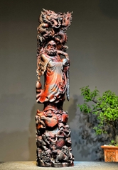 Tượng Ngài Đạt Ma Hàng Long Phục Lân gỗ trắc đỏ đen đẹp