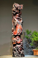 Tượng Ngài Đạt Ma Hàng Long Phục Lân gỗ trắc đỏ đen đẹp
