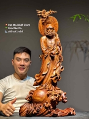 Tượng Ngài Đạt Ma khất thực gỗ sưa bắc đỏ đẹp