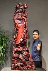 Tượng Ngài Đạt Ma Phục Nghê gỗ Vương Mộc Tử Đàn Đẹp