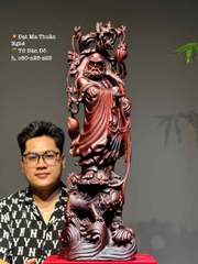 Tượng Ngài Đạt Ma Thuần nghê gỗ tử đàn đẹp