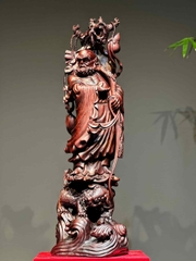 Tượng Ngài Đạt Ma Thuần nghê gỗ tử đàn đẹp