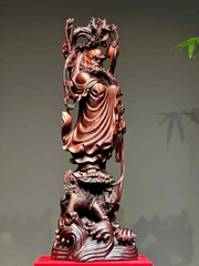 Tượng Ngài Đạt Ma Thuần nghê gỗ tử đàn đẹp