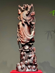 Tượng Ngài Đạt Ma Thuần nghê gỗ tử đàn đẹp