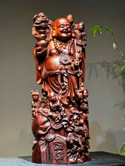 Tượng di lạc gỗ Vương Mộc Tử Đàn đỏ đẹp