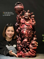 Tượng di lạc Tam Phúc Gỗ Vương Mộc Tử Đàn đẹp