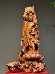 Tượng quan âm Gỗ Sưa bắc đỏ đẹp