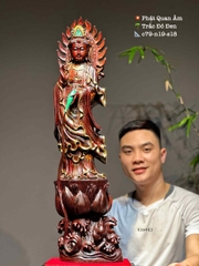 Tượng quan âm Gỗ Trắc Đỏ Đen đẹp