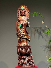 Tượng quan âm Gỗ Trắc Đỏ Đen đẹp