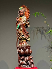 Tượng quan âm Gỗ Trắc Đỏ Đen đẹp