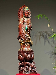 Tượng quan âm Gỗ Trắc Đỏ Đen đẹp