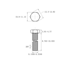 Bulong ANSI/ASME B18.2.1 - 1/4-28 (DL A2-70)