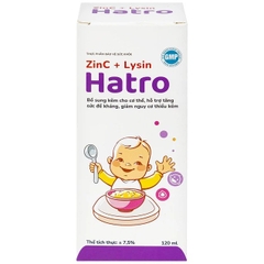 Siro ZinC + Lysin Hatro bổ sung kẽm, tăng sức đề kháng cho cơ thể (120ml)