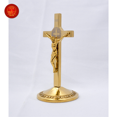 Thánh Giá Mini Có Mề Đay BENEDICT cao 12cm - Màu PVD Gold