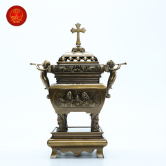 Lư Hương Công Giáo Vuông cao 60cm - Màu Cổ Điển