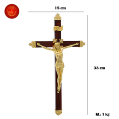 Thánh Giá Chúa Giêsu Gỗ Treo Cao 33 cm - Màu Vàng Gold