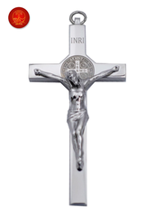 Thánh Giá Có Mề Đay BENEDICT cao 10Cm - Không Đế (mini) - Màu Silver