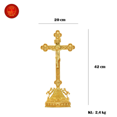 Tượng Thánh Giá Hoa Đào Có Đế Cao 42cm - Màu Gold