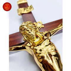 Thánh Giá Chúa Giêsu Gỗ Treo Cao 33 cm - Màu Vàng Gold