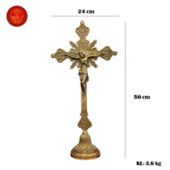 Thánh Giá Đế Tròn cao 50cm - Màu Cổ Điển
