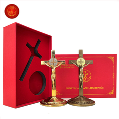 Thánh Giá Mini Có Mề Đay BENEDICT cao 12cm - Màu PVD Gold