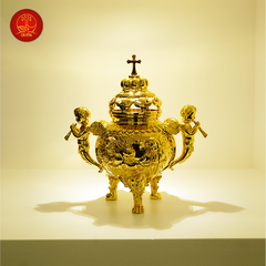 Lư Xông Trầm (mẫu tròn) Cao 22cm - Màu Gold