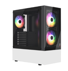 VỎ CASE MAGIC GM-04 BLACK AND WHITE GLASS 3 FAN ATX ( 2F TRƯỚC + 1FAN SAU)