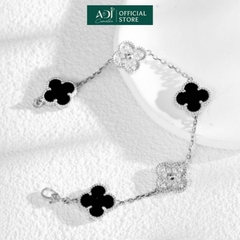 Lắc tay Trang sức bạc 925 ADJ đính đá CZ Tứ Diệp Thảo May Mắn Ngũ Hành Tứ Thời SLT108106AD