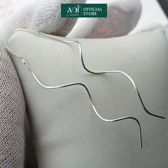 Bông Bạc Tai Nữ ADJ Dáng Dài Thiết Kế Gợn Sóng Đôi Thời Trang