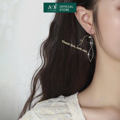 Bông Bạc Tai Nữ ADJ Dáng Dài Thiết Kế Gợn Sóng Đôi Thời Trang