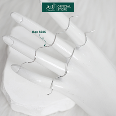 Bông Bạc Tai Nữ ADJ Dáng Dài Thiết Kế Gợn Sóng Đôi Thời Trang