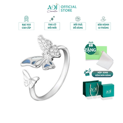 Nhẫn Bạc Nữ ADJ Freesize Mặt Bướm Đá Đại Dương Thanh Lịch SN118221AD