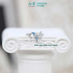 Nhẫn Bạc Nữ ADJ Freesize Mặt Bướm Đá Đại Dương Thanh Lịch SN118221AD