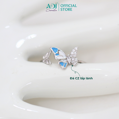 Nhẫn Bạc Nữ ADJ Freesize Mặt Bướm Đá Đại Dương Thanh Lịch SN118221AD