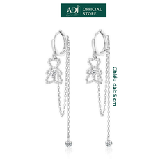 Khuyên Tai Bạc Nữ ADJ Dáng Dài Hình Chú Gấu Dễ Thương Phối Đá CZ
