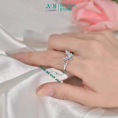 Nhẫn Bạc Nữ ADJ Freesize Mặt Bướm Đá Đại Dương Thanh Lịch SN118221AD