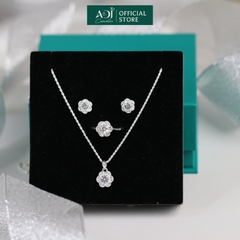 Bộ sản phẩm  Trang sức bạc 925 ADJ đính đá CZ sang trọng cao cấp Hoa 6 Cánh Mã 1