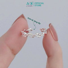 Nhẫn Bạc Nữ ADJ Freesize Thiết Kế Zigzag Phối Đá Cá Tính  SN118214AD