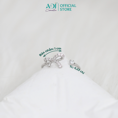 Nhẫn Bạc Nữ ADJ Freesize Nơ Thắt Phối Đá Basic Dễ Phối SN118213AD