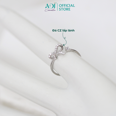 Nhẫn Bạc Nữ ADJ Freesize Nơ Thắt Phối Đá Basic Dễ Phối SN118213AD