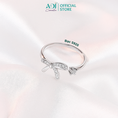 Nhẫn Bạc Nữ ADJ Freesize Nơ Thắt Phối Đá Basic Dễ Phối SN118213AD