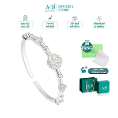 Nhẫn Bạc Nữ ADJ Freesize Hoa 5 Cánh Tròn Đính Đá Nữ Tính SN118210AD