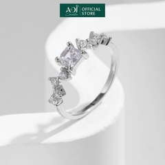 Nhẫn Bạc Nữ ADJ 925 Đính Đá Vuông Lấp Lánh Sang Trọng Phụ Kiện Trang Sức Nữ Cao Cấp SN16203AD