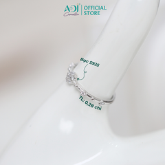 Nhẫn Bạc Nữ ADJ Freesize Hoa 5 Cánh Tròn Đính Đá Nữ Tính SN118210AD