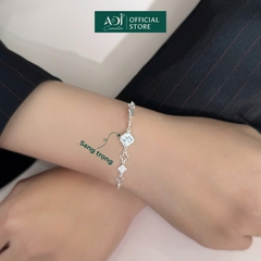 Lắc Tay Nữ Bạc ADJ 925 Đính Đá CZ Moissanite Cỏ 4 Lá Avani Phụ Kiện Trang Sức Nữ Cao Cấp SLT134296AD