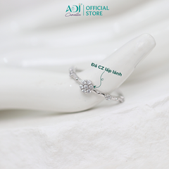Nhẫn Bạc Nữ ADJ Freesize Hoa 5 Cánh Tròn Đính Đá Nữ Tính SN118210AD